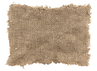 Sticker - Burlap texture. A piece of torn burlap on a white background. Canvas. Packing material