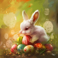 Wall Mural - Happy easter greeting card poster