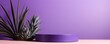Violet background with shadows of palm leaves on a violet wall, an empty table top for product presentation