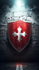 Wall Mural - Shield and lights background 3D rendering