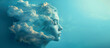 Womans face surrounded by clouds. Generative AI