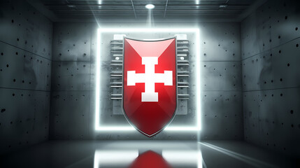 Wall Mural - Shield and lights background 3D rendering