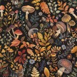 Enchanting Autumn Forest Fungi and Flora Illustration