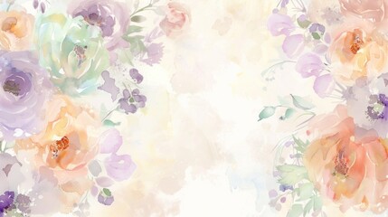  Watercolor Florals. Delicate Pastel-Hued Flowers on a Soft Ivory Background