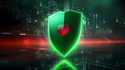 Shield and lights background 3D rendering
