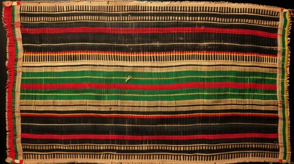 Vibrant Handwoven Traditional African Fabric with Tribal Patterns