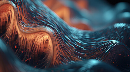 Poster - Scientific abstraction with futuristic textured tissue waves. Tech background with close-up wave bio texture.