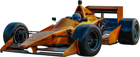 Open-wheel racecar cut out png on transparent background