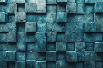 Poster - Aesthetic view of a blue ceramic tile wall with distinct cracked glaze giving a modern vibe