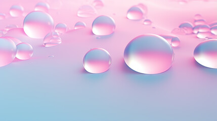 Poster - Abstract background with soft bubbles in pink and blue light. Holographic bubbles backdrop.