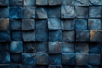 Poster - this image displays a textured blue pattern with squared designs, evoking time-worn charm and artist