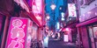pink synthwave color scheme cityscape