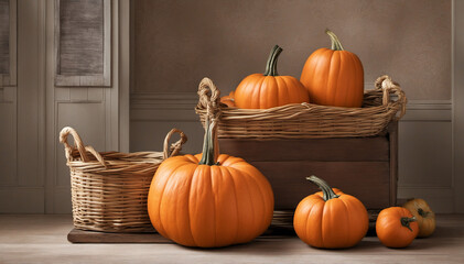 Wall Mural - beautiful orange pumpkins - lots of pumpkins for sale at the market / farm store or as alternative halloween desig