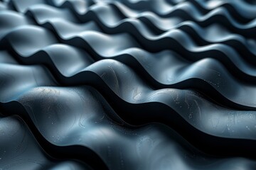 Poster - Detailed image of a sleek wavy surface with a soft black gradient and a velvety appearance