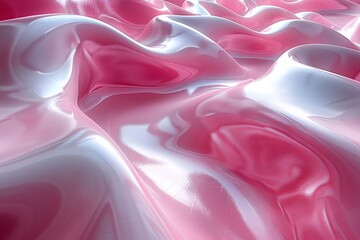 Poster - Artful representation of soft pink waves resembling silky fabric, exuding warmth and elegance