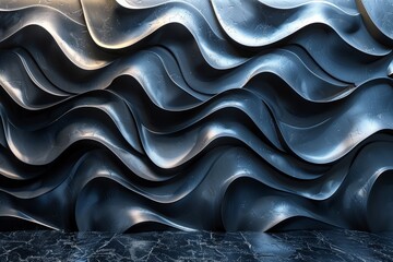 Poster - A captivating image with a glossy, wavy pattern that resembles a flowing liquid with reflections and droplets