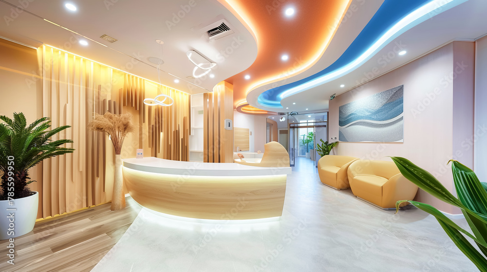 An modern medical clinic interior in futuristic design, with sleek ...
