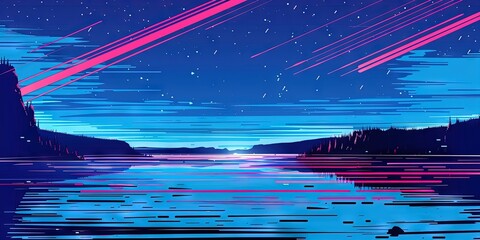 high speed concept, gradient river and sky, speed lines