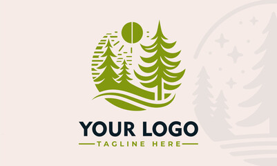 Sticker - Pine Tree Logo Vector Illustration Logo Tree Geometri design vector for Business Identity Branding