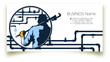 Plumber with a water wrench. Business card for plumbing repair and service