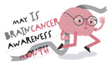 Fototapeta Pokój dzieciecy - Cerebral carcinoma, adenocarcinoma national month. Malignant brain growth poster.
