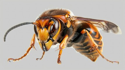 Macro shot of a vibrant Asian hornet - Exquisite macro photography captures the detailed anatomy of an Asian hornet with striking colors