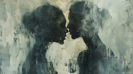 silhouette of two women kissing