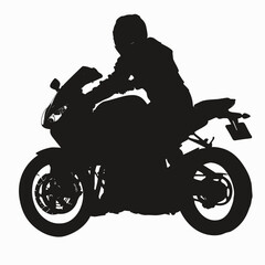 Sticker - vector silhouette of a motorcyclist in a motorcycle white background .Generative AI