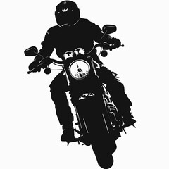 Sticker - vector silhouette of a motorcyclist in a motorcycle white background .Generative AI