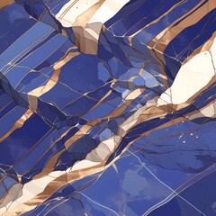  Exquisite Blue and Gold Royal Mosaic Illustration
