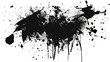 Grunge black ink splatter and brush strokes for artistic design with dirty stain and spray elements