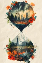 Hourglass Of Contrast: Nature's Harmony Meets Industrial Discord In A Timely Reminder Of Our Environmental Stewardship