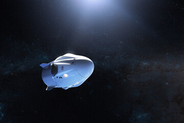 Wall Mural - cargo spacecraft in open space. elements of this image furnished by nasa.
