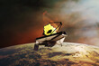 James Webb telescope on low-orbit of Earth planet. JWST launch art. Elements of this image furnished by NASA.