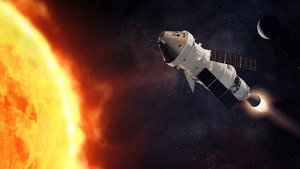 Wall Mural - exploration mission of orion spacecraft into deep space. elements of this image furnished by nasa.
