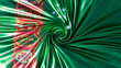 Dynamic Swirl of Turkmenistan Flag with Ornamental Patterns