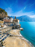 Fototapeta Krajobraz - Small town Atrani on Amalfi Coast in province of Salerno, in Campania region of Italy