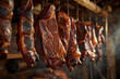 © spyrakot - Traditional Smokehouse with Hanging Smoked Meats