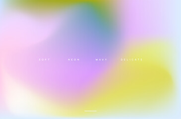 Wall Mural - neon soft fluid wave gradient landing page. purple, green and yellow modern flow bland shape backgro
