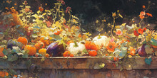 Autumn Harvest Splendor: Pumpkins, Gourds, And Fall Foliage