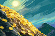 mountain of gold coins illustration