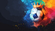 Fussball Krone Ball Wasserfarben Hintergrund | Platz Für Text