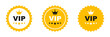 VIP label. Vip icon with crown and stars. Exclusive vip member. Vector sign.