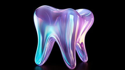 Wall Mural - model of human glowing tooth on black background.