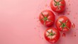 Tomatoes vegetables healthy food top view on the pastel background