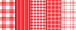 Vichy seamless pattern. Table cloth background. Checkered red print. Set buffalo tartan textures. Retro picnic kitchen backdrop. Gingham plaid textile. Geometric tablecloth design. Vector illustration