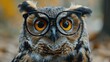 Owl Wearing Glasses Close-Up