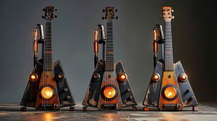 Poster - Funky guitars with rocket thrusters  AI generated illustration