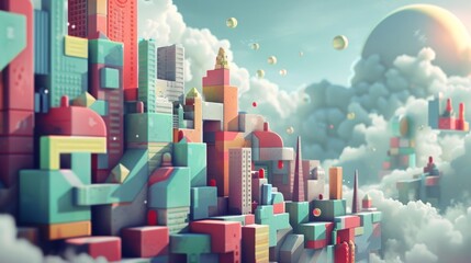 Poster - Geometry meets happiness in a  3d world   AI generated illustration
