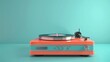Groovy record player with hovering vinyl   AI generated illustration